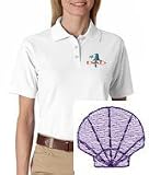 Women's polo shirt with embroidered image of: 1 Seashell