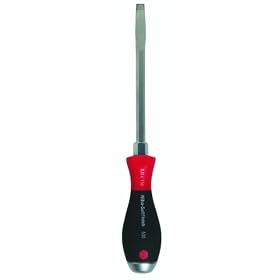 Wiha 53025 Slotted Screwdriver with SoftFinish Handle and Solid Metal Cap, 6.5 x 125mm