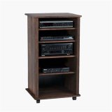 Wood Technology Solid Hardwood Espresso 4-Shelf Audio Cabinet with Optional Door Kit Set of: AR-2.5