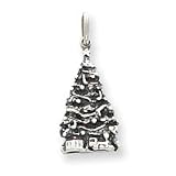 Sterling Silver Antiqued Christmas Tree Charm