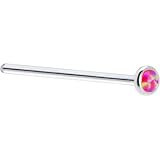 Solid 14KT White Gold 2mm Brilliant Pink Synthetic Opal Straight Fishtail 3/4 - 18 Gauge