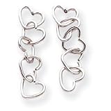 14k White Gold 5 Heart Drop Earrings