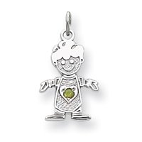14k White Gold CZ August Boy Birthstone Charm by JewelryWeb
