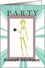 My Sweet Sixteen Party, Green background with hearts Card