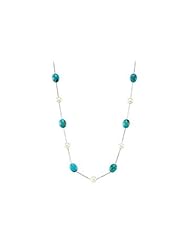 Sterling Silver Freshwater Cultured Pearl Genuine Turquoise 42 Necklace - 07.50-08.00 MM/12 X
