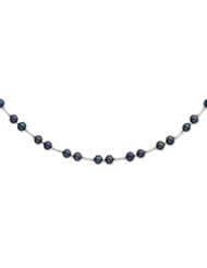 Sterling Silver 6-6.5 mm Black Freshwater Cultured Double Pearl Necklace