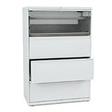 800 Series 36 Wide 4-High Lateral File with Roll-Out Shelf, Light Gray