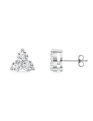 1.05 ct Three Stone Round Diamond Stud Earrings