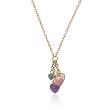 Shiny 14kt Gold-Plated Necklace with Multicolored Hearts
