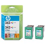 HP Original CB332E [ 343 ] Tri-Colour Cartridge x 2 Pack