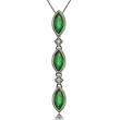Emerald and Diamond Three Stone Pendant in 14 Karat White Gold