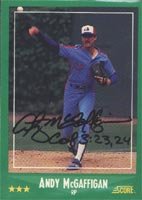 Andy McGaffigan, Montreal Expos, 1988 Score Autographed Card