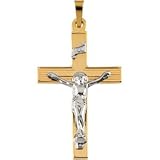 14K Two Tone Gold Crucifix Pendant