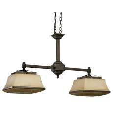 American Fluorescent CHP226RBSCT Chesterfield Hand Blown Rectangular Glass Pendant, 2 Light, Oil Rubbed Bronze
