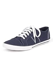 Lace-Up Contrast Stitch Canvas Shoes