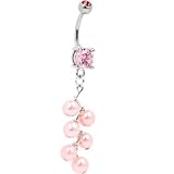 Pink ZIG ZAG PEARL DROP Belly Ring