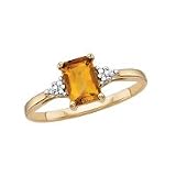10kt Gold Citrine Fashion Ring with Diamond Accent