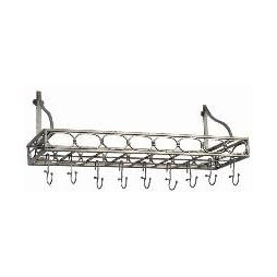 36 x 9 x11¾ Ant. Pewter Bookshelf Pot Rack w/8 Hooks, RTA