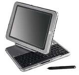 HP COMPAQ TABLET PC TC1100, INTEL PENTIUM M CENTRINO 1.1 MHZ, 512 MB RAM, 40 GB HD, NVIDIA GeForce4 420 Go, Integrated mini PCI 56K modem plus 10/100 NIC, Type III Mini PCI integrated WLAN - 802.11b WLAN, 802.11b/g WLAN, and 802.11a/b/g WLAN options, Integrated Bluetooth, Dedicated Secure Digital (SD) slot for removable media , 10.4 in TFT active matrix, Stylus digital pen, and case with lockbar, Microsoft Windows XP Tablet PC Edition