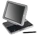 HP COMPAQ TABLET PC TC1100, INTEL PENTIUM M CENTRINO 1.1 MHZ, 512 MB RAM, 40 GB HD, NVIDIA GeForce4 420 Go, Integrated mini PCI 56K modem plus 10/100 NIC, Type III Mini PCI integrated WLAN - 802.11b WLAN, 802.11b/g WLAN, and 802.11a/b/g WLAN options, Integrated Bluetooth, Dedicated Secure Digital (SD) slot for removable media , 10.4 in TFT active matrix, Stylus digital pen, and case with lockbar, Microsoft Windows XP Tablet PC Edition