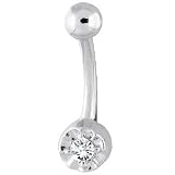 14K White Gold .10 ct tw Illusion Set Genuine Diamond Belly Ring