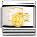 NOMINATION Italian Charm in stainless steel, enamel and 18k gold (Beer Mug)