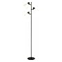 Normande Lighting 3 x 40W Incandescent Trac Tree Floor Lamp. 64" High with a Black Painted Finish and 3 White Plastic Shades.