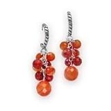 .925 Silver & Carnelian Cluster Hoop Earrings