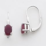 Sterling Silver Ruby Leverback Earrings