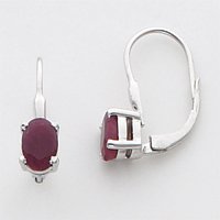 Sterling Silver Ruby Leverback Earrings