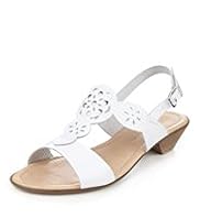 Leather Cut-Out T-Bar Studded Sandals