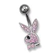 Playboy bunny belly button ring in Pink