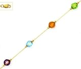 14k 6 mm Round Orange Green Purple and Blue Crystal Necklace - Choice 16-inch