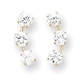 14k Curved 3-Stone CZ Post Earrings