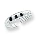 Sterling Silver Black & White Bead with 20 inch Sterling Silver Chained Toe Ring