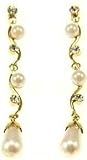Kala-isbijoux Damen Ohrringe Golden ohne Nickel mit Strass Swarovski weiß und Nachahmung perlt von Kultur ( 8 cm )
