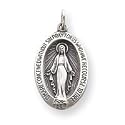 Sterling Silver Miraculous Medal W/18" Necklace Included