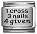 Clearly Charming One Cross Three Nails Forgiven Laser Italian Charm