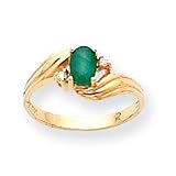 14k .03ct Diamond and Emerald Birthstone Ring