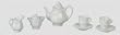 Dollhouse Miniature 9 Pc Tea Set in White Porcelain