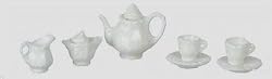 Dollhouse Miniature 9 Pc Tea Set in White Porcelain