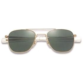 AO Flight Gear Original Pilot 55mm Sunglass Models: Original Pilot, 55mm, Gold, Wire Spatula, True Color Model 30586