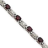 Sterling Silver Garnet and Diamond X and O Bracelet