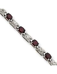 Sterling Silver Garnet and Diamond X and O Bracelet