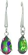 14K White Gold Pear Mystic Fire Topaz Earrings New