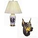 Porcelain Lamp with Doberman Pinscher