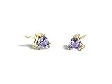 14K Yellow Gold Genuine Trillion Tanzanite Stud Earrings