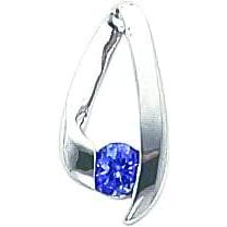 14K White Gold 4mm Tanzanite Slide Pendant Jewelry by FindingKing