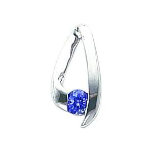 14K White Gold 4mm Tanzanite Slide Pendant Jewelry by 