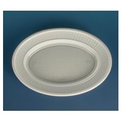 100 Teller, PS Plastik oval 21,7 cm x 15,7 cm x 2,1 cm weiss